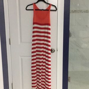 Red and white striped maxi dress - size M